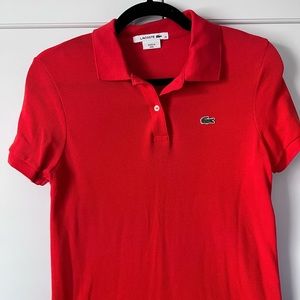 Excellent condition LACOSTE womens polo - red/orange color, size 38